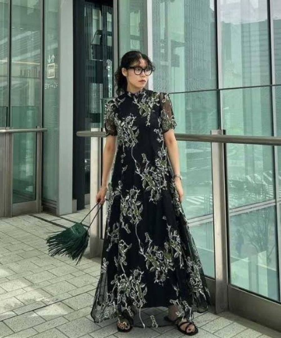 AMERI 2WAY WILD ROSE CANVAS ART DRESS Ameri VINTAGE（アメリ