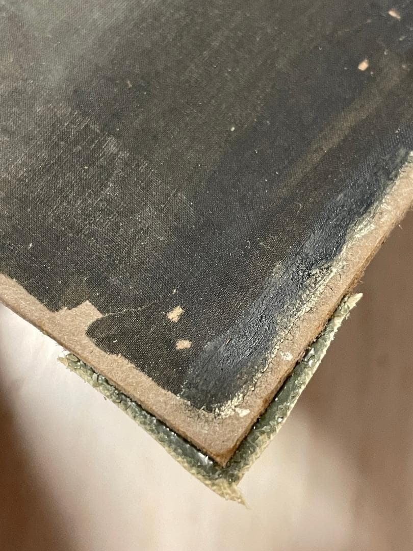 「真作」作者不明「桜の図」風景画　油彩画　額装　サイン有り