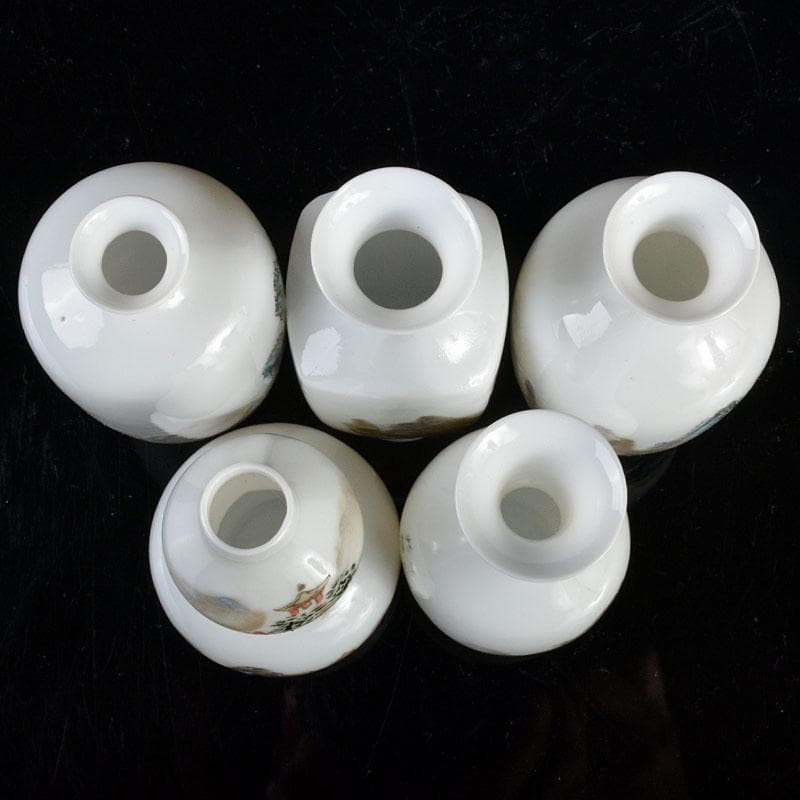 中国　景徳鎮製　薄胎粉彩　山水文　小瓶　5点　V　R4336