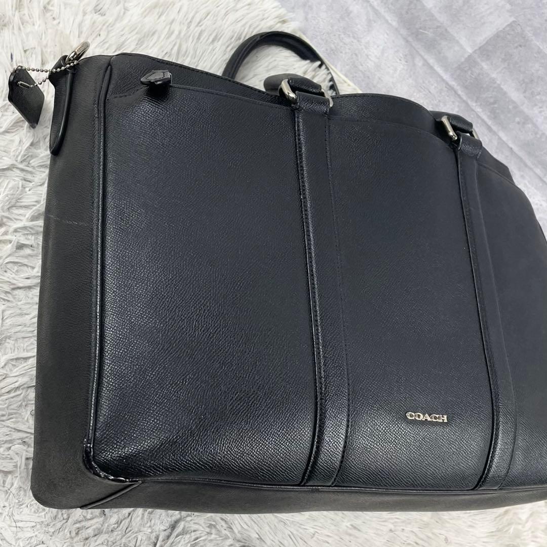 A4可 美品 コーチ レザー 2way ビジネスバッグ メトロポリタン ブラック
