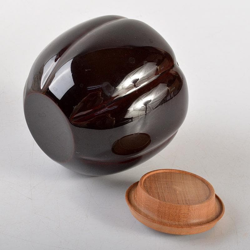 茶道具　山中塗　中村宗悦作　如心斎好写　阿吉陀茶入　共箱　V　6451