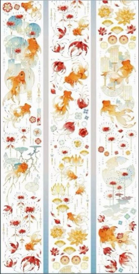 贝壳光 游鱼彼岸 6cm×10m 海外マスキングテープ 海外マステ 金魚 和柄