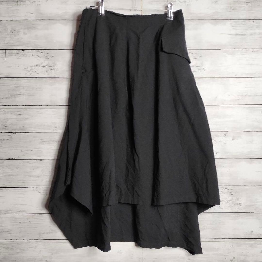 ヨウジヤマモトYohji Yamamotoカーゴ調 ひざ丈スカート ウールギャバ