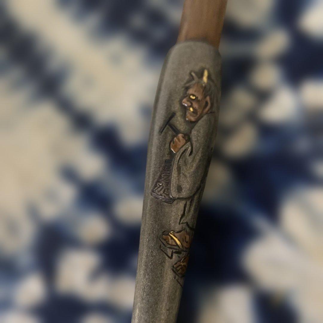 金工師 芳老 煙管 キセル 金口 在銘 純銀 斑竹