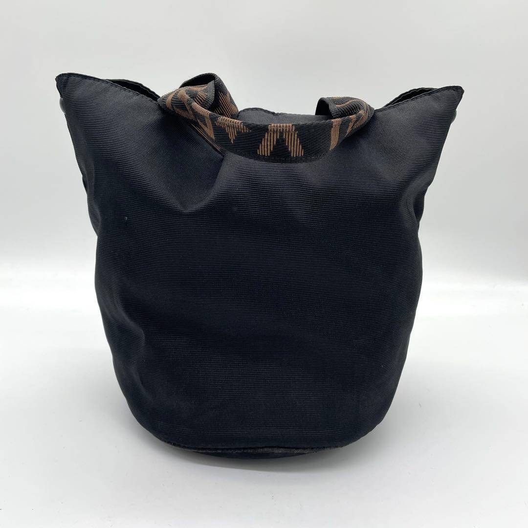 【美品】フェンディ　ミニトート　ハンドバッグ　ナイロン　バケット型　ロゴライン