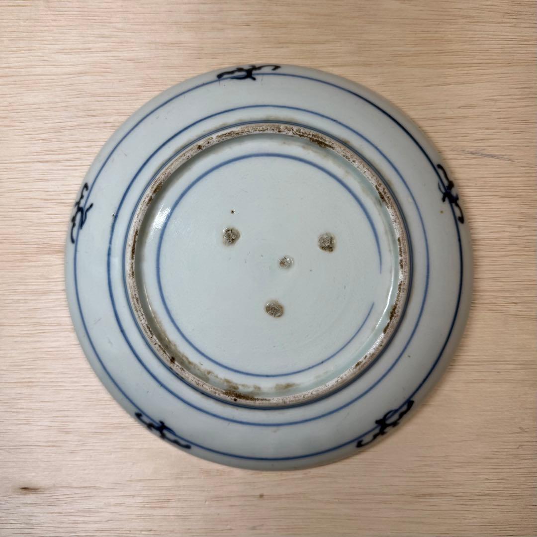 古伊万里 染付 草花文 七寸皿 中皿 江戸時代 藍九谷 柿右衛門 古美術 骨董