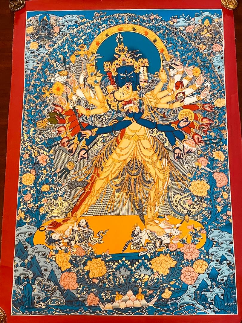 一点物 カーラチャクラ 曼荼羅 時輪金剛 手描き 約76.5 × 約53.5