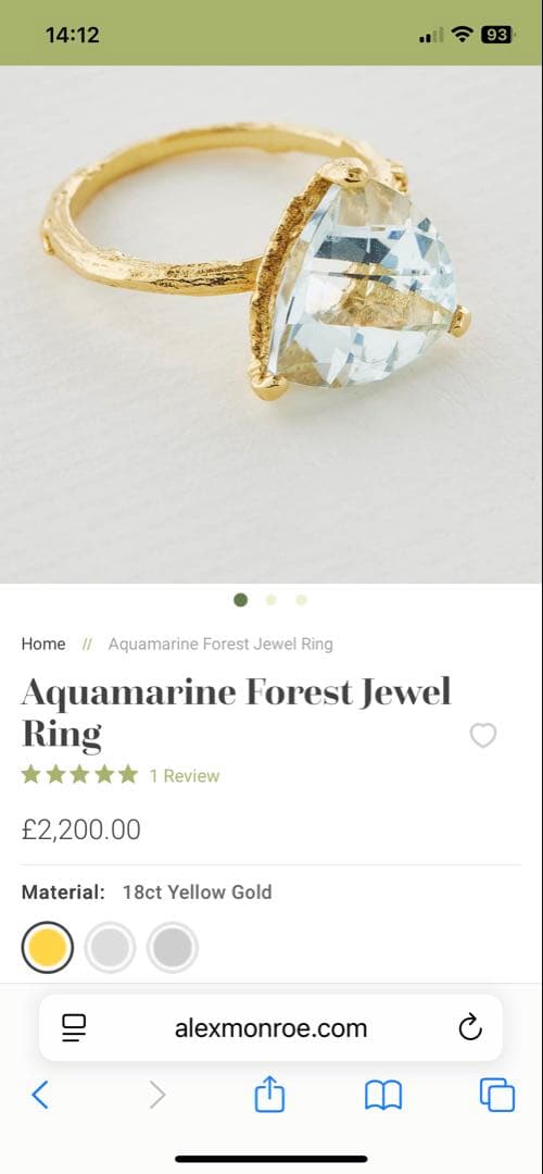 Alex Monroe アクアマリンリング