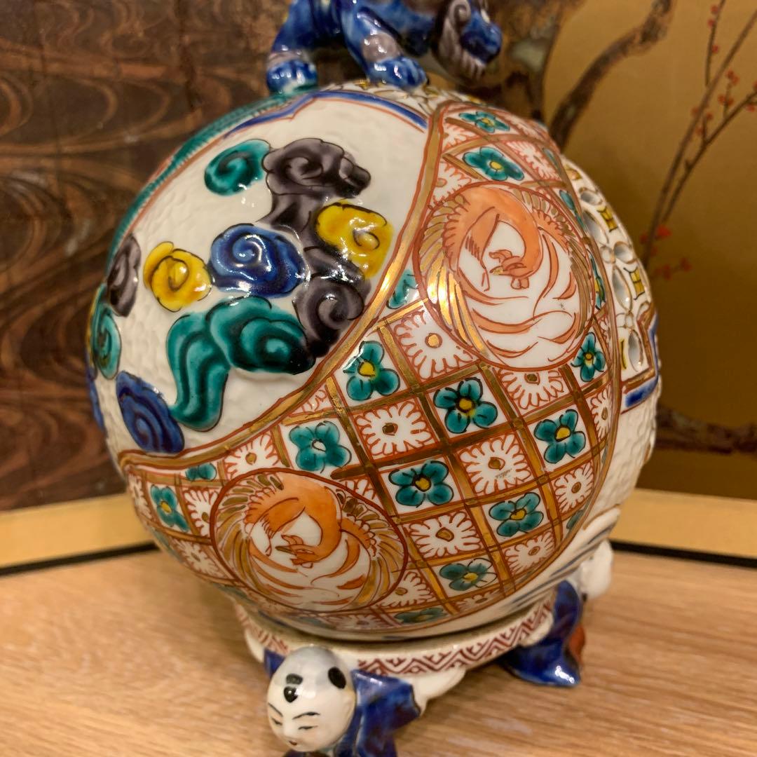 アンティーク　色絵三足香炉　1客　6