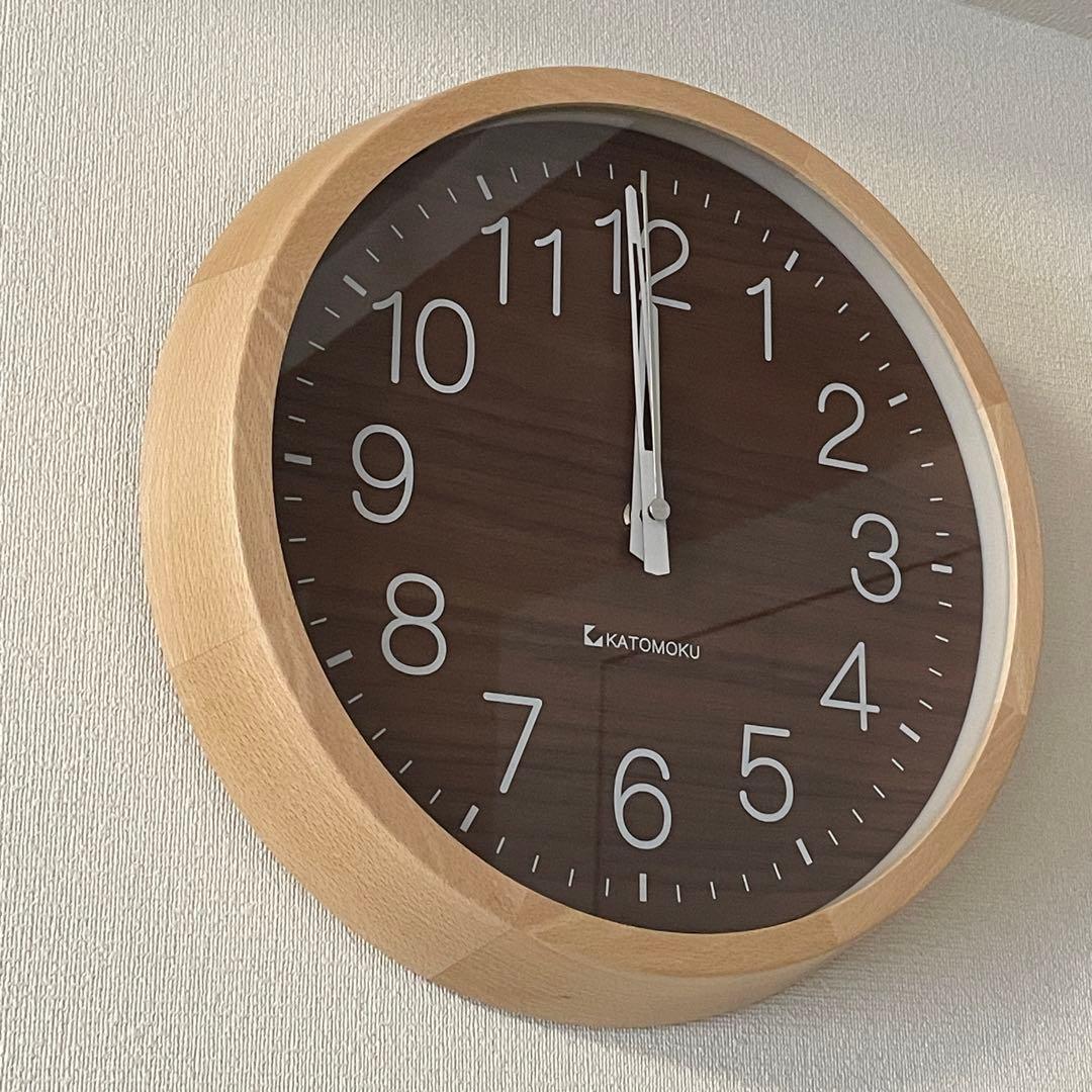 【未使用】KATOMOKU カトモク 電波時計 ウォールナット km-73RC