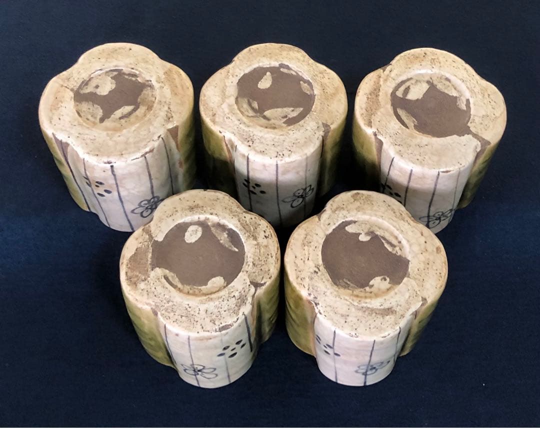 《R》織部焼 深向付5客 筒向付 小鉢 懐石 木箱 260109き2