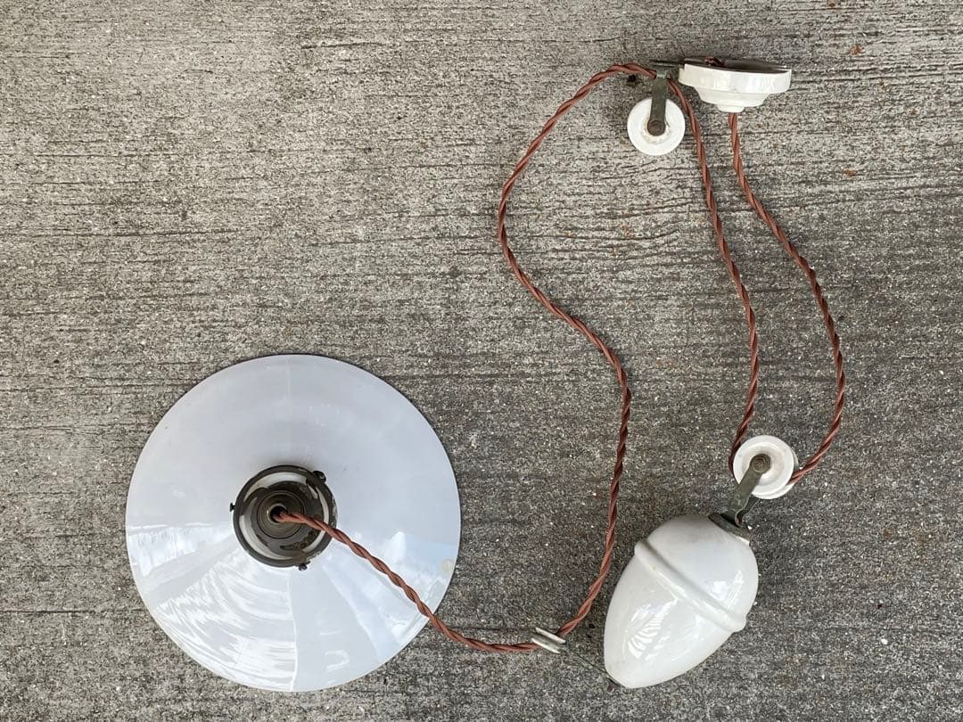 merci】 2a. フランス 吊り下げ 滑車 ランプ 古道具 店舗什器カフェ