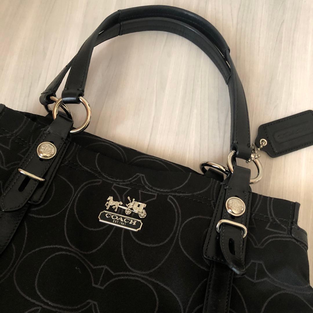 【美品】coach コーチ 黒 ナイロン バッグ