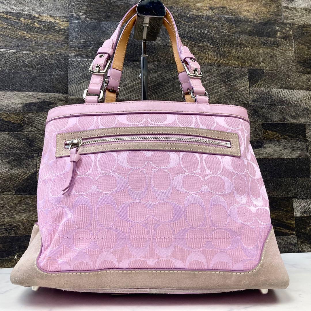 COACH コーチ ピンク シグネチャー トートバッグy2k - メルカリ