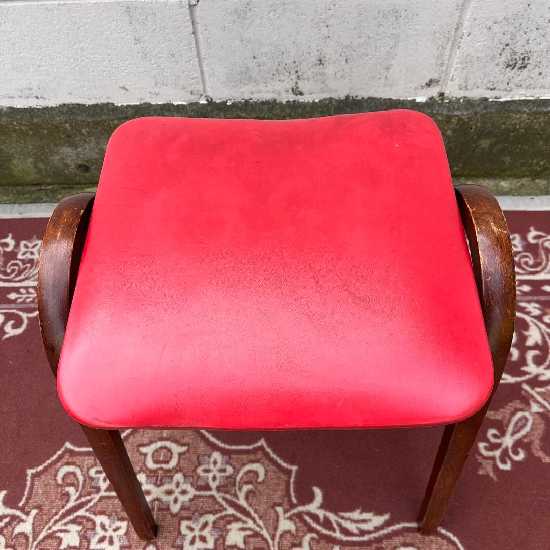 剣持勇デザイン ◾️ 秋田木工 木製スタッキングスツール 椅子 赤 レッド