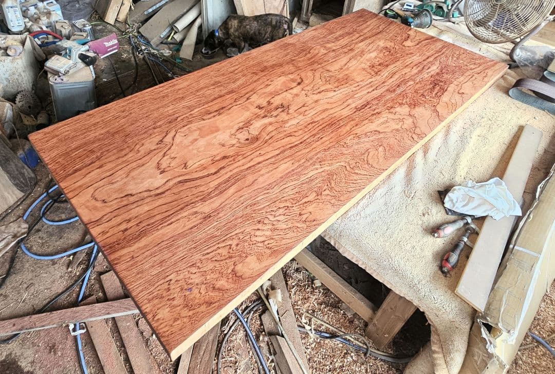 最終価格　ブビンガ　一枚板　ダイニング　テーブル　最上杢　特大　リビング