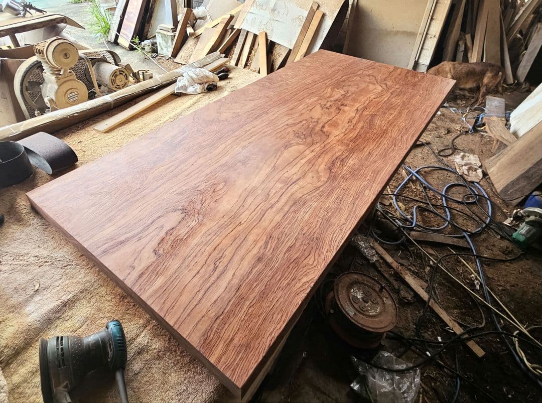 最終価格　ブビンガ　一枚板　ダイニング　テーブル　最上杢　特大　リビング