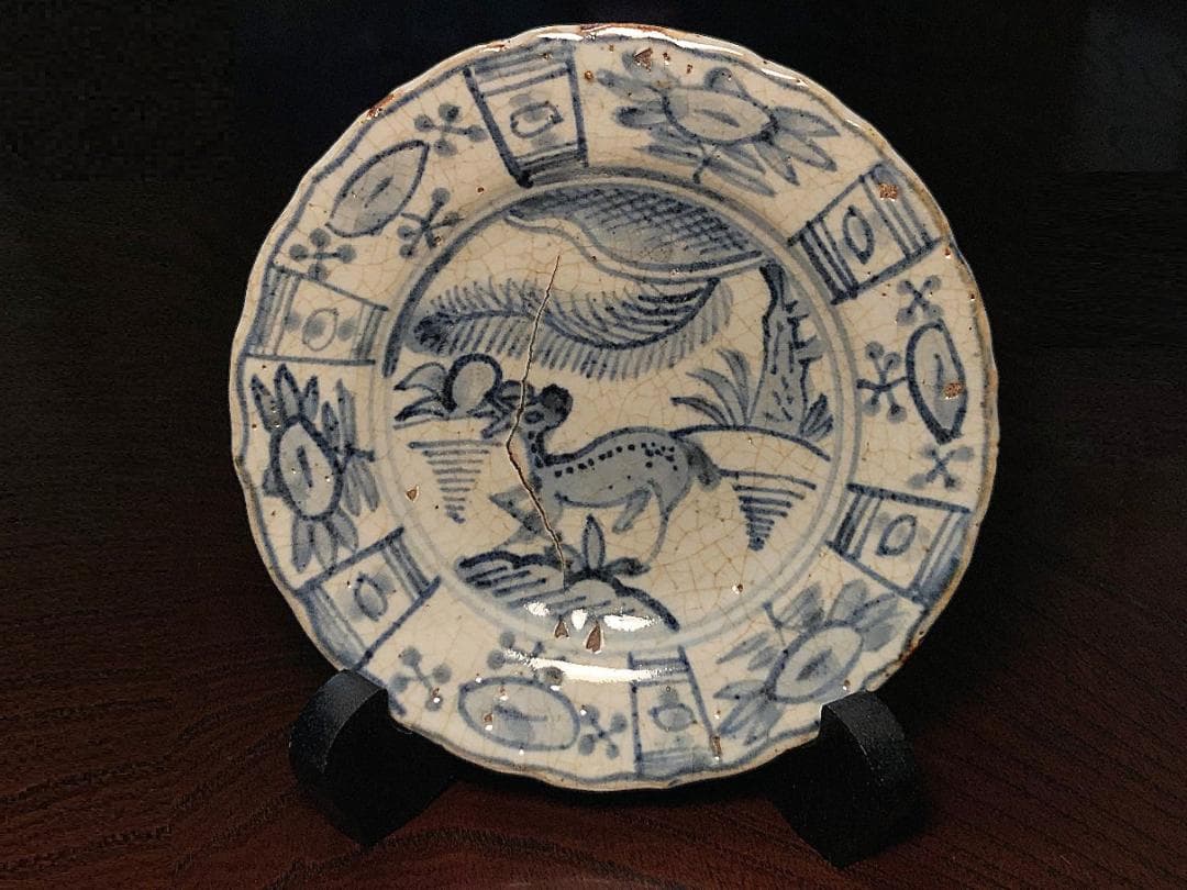 明朝青花小皿 】 芙蓉手鹿図 窯疵虫食い景色 - メルカリ