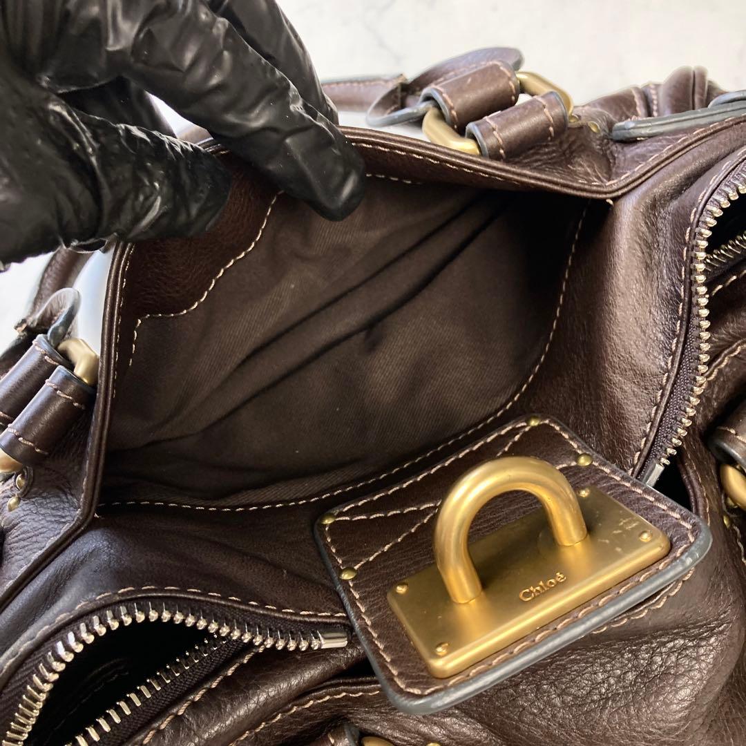 極美品 Chloe パディントン ハンドバッグ 南京錠 ダークブラウン レザー