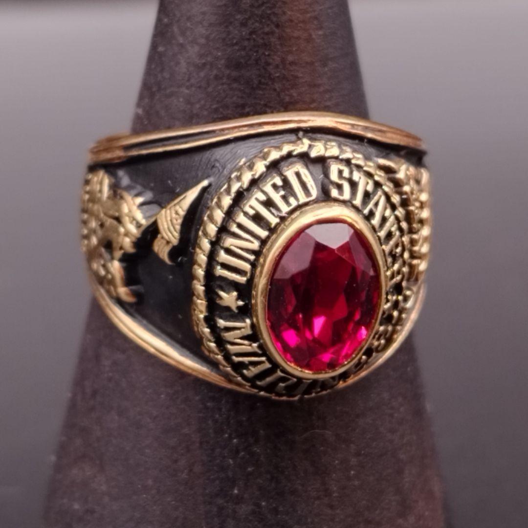 カレッジリング 18KT G.E. A.T.L. リング指輪 レッドストーン