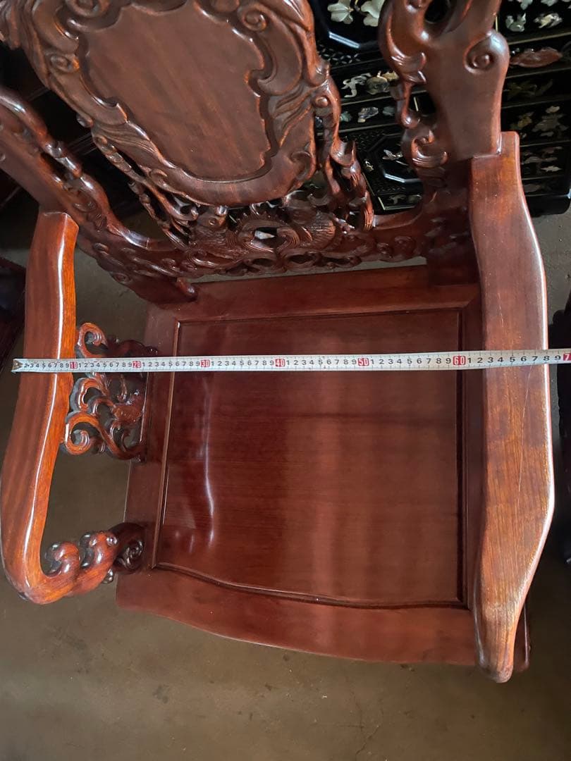 1】花梨椅子豪華絢爛！中国高級家具 総花梨 最高級応接セッ