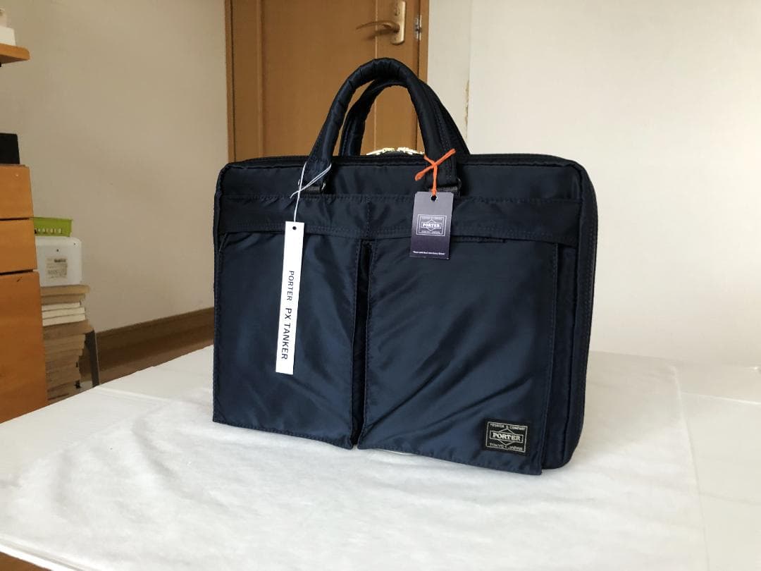激美品　ポーター　PX　タンカー　ブリーフケース　アイアンブルー　ビジネス　PC