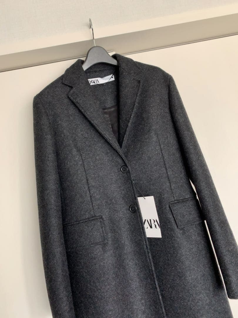 新品タグ付き【ZARA ザラ】ウールチェスターコート☆チャコールグレー
