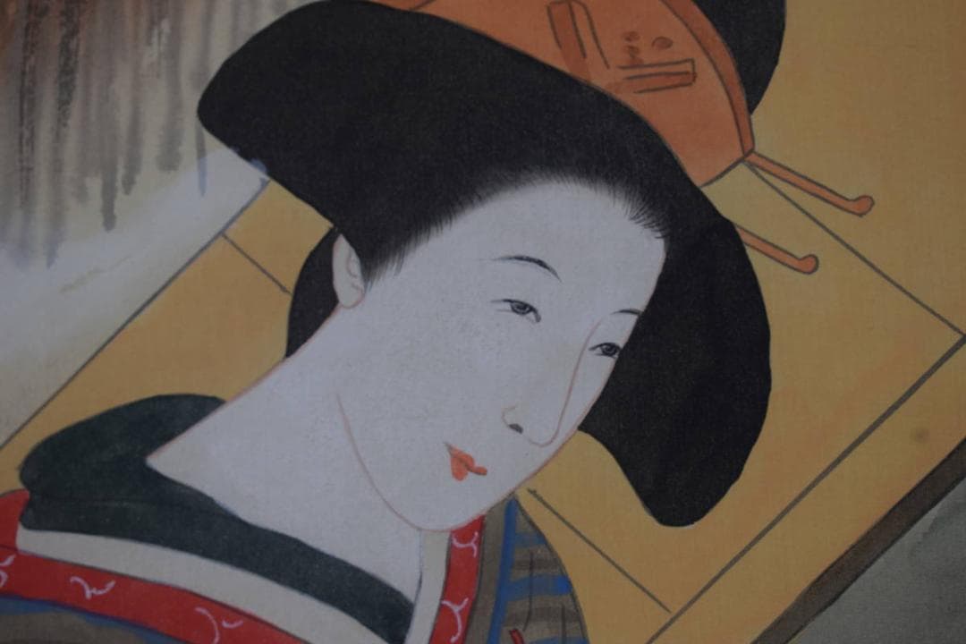 作者不詳/浮世絵/美人画/雪遊び/掛軸☆宝船☆Y-813 JM