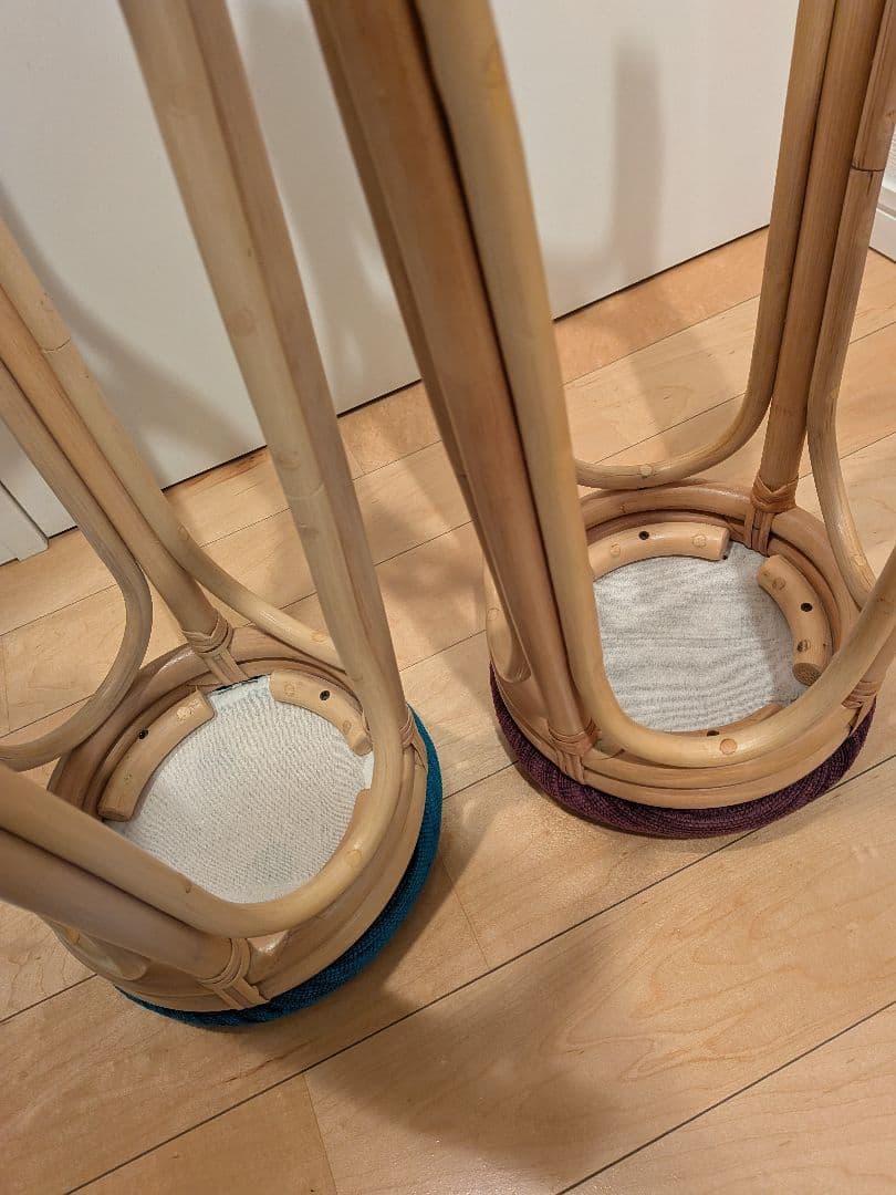 【美品】ラタン製スツール 2脚セット 青紫