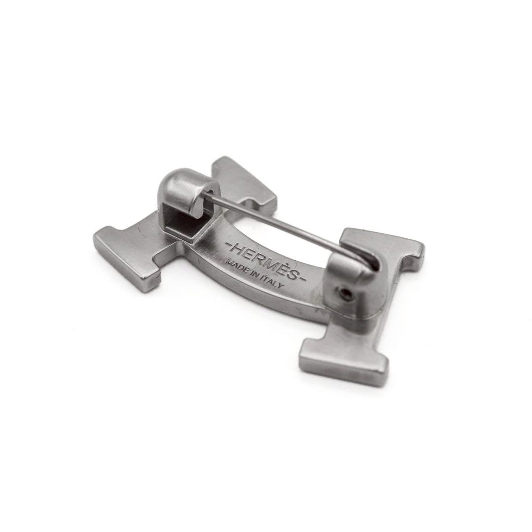 極美品】HERMES エルメス Hスマイル ブローチ スマイリー シルバー