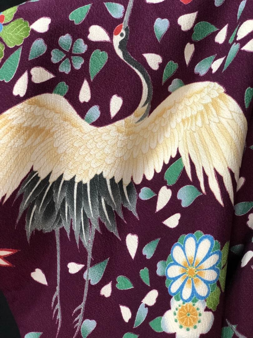 七五三 5歳　男の子　紫　鶴　花　羽織　着物　袴　セット　男児　五歳　５歳