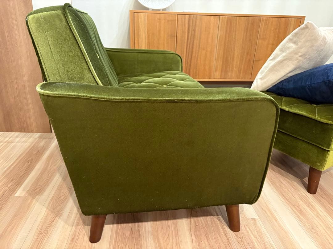 グリーン ベルベット ソファ