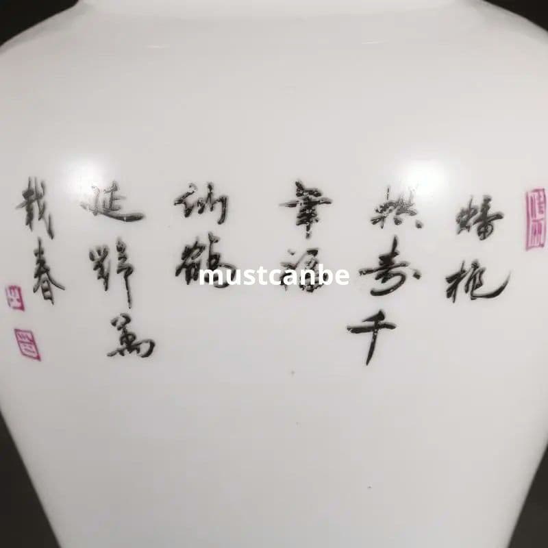 乾隆粉彩蒔金仙鶴寿桃将軍缶 景徳鎮 陶磁器 装飾品 現代工芸品 美術品 置物