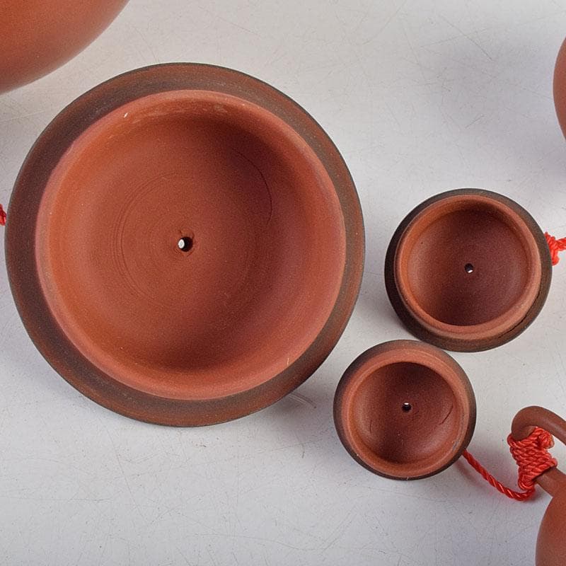 中国 荊渓恵孟臣製 紫砂 朱泥 急須 茶壷 大中小3点まとめて M R9040