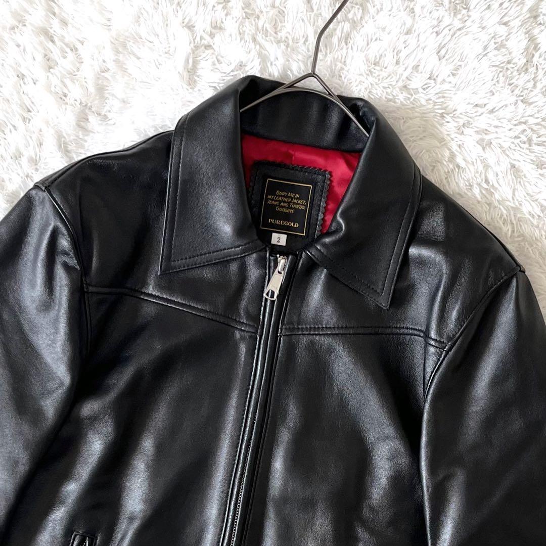 PURE GOLD ピュアゴールド レザージャケット シングル ラムレザー 2