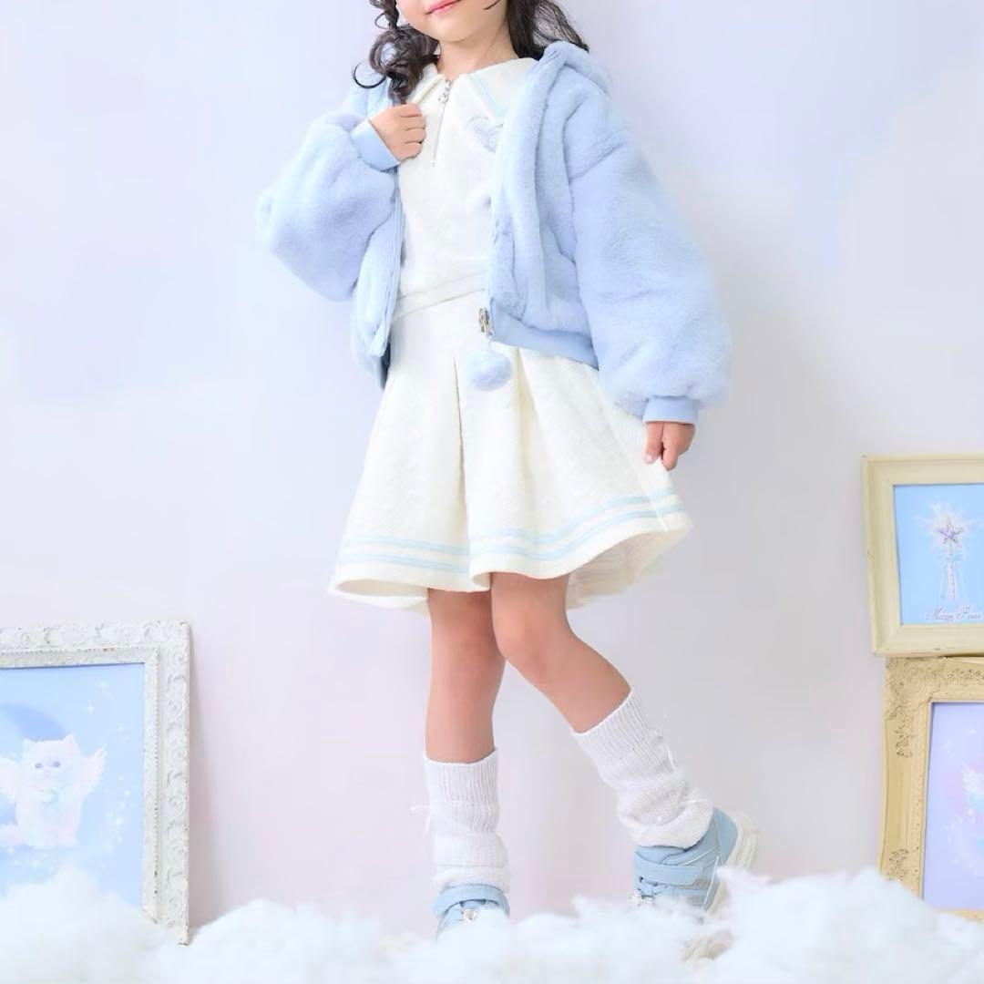 メゾピアノ新品新作タグ付きカットジャガードハーフZIPセーラーセットアップ130