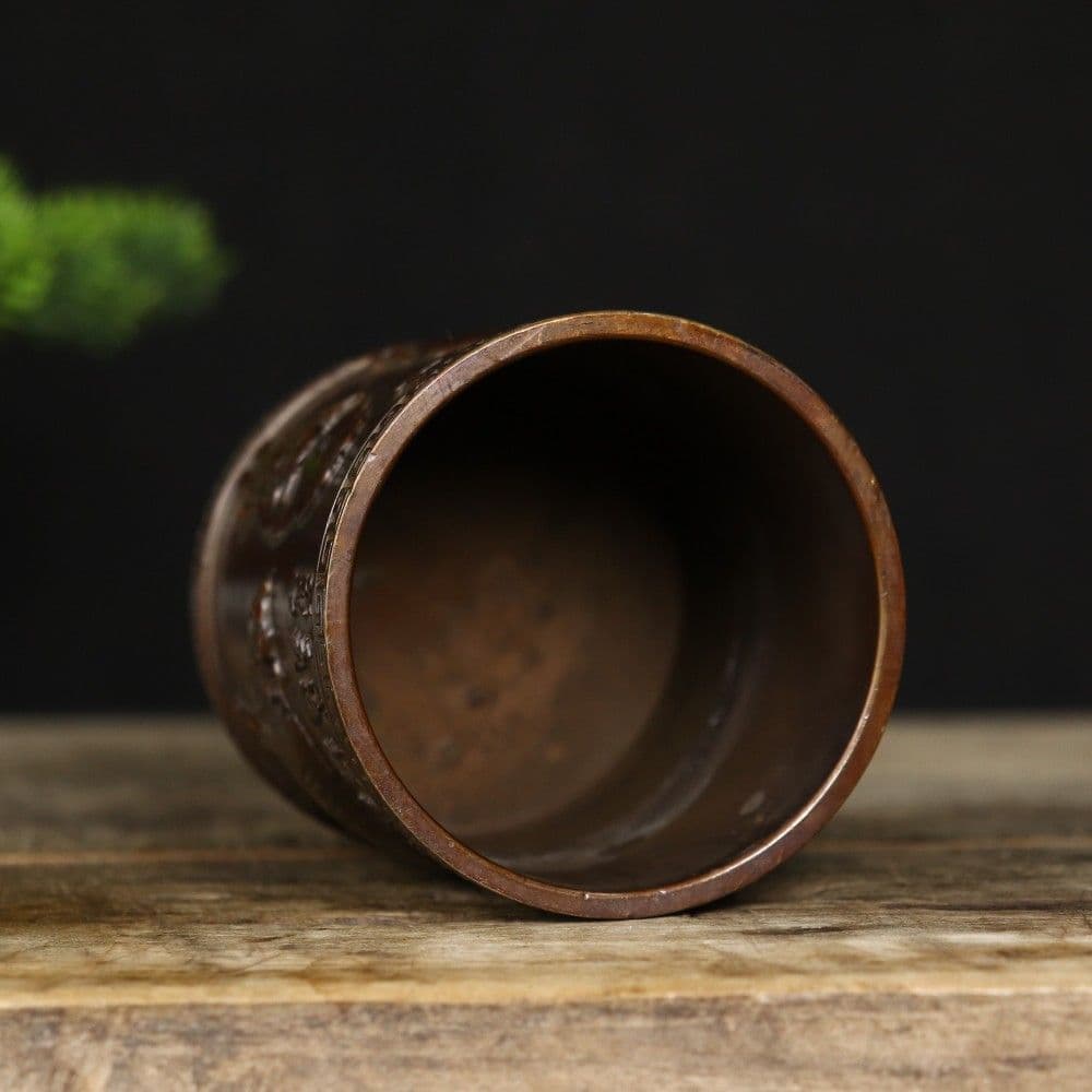 銅製 五牛図文化筆筒 書道具 文房具 筆置 筆入装飾品 工芸品 美術品