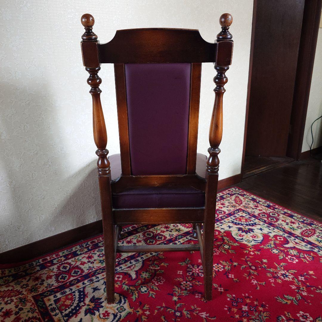 アンティーク　ダイニングテーブル　木製　円形　チェア　セット　 ブラウン