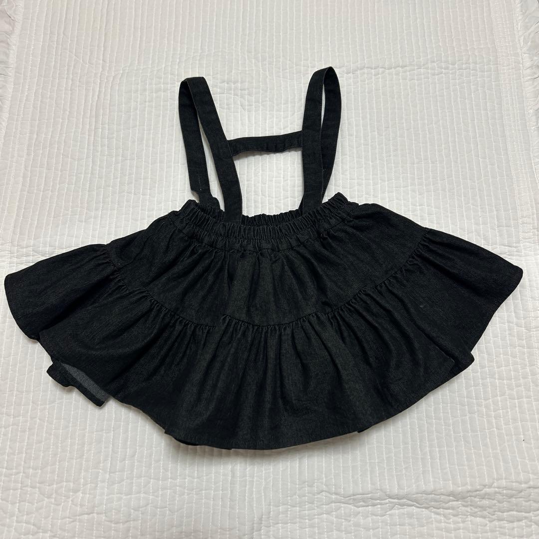 スカート wonny ribbon black denim skirt M