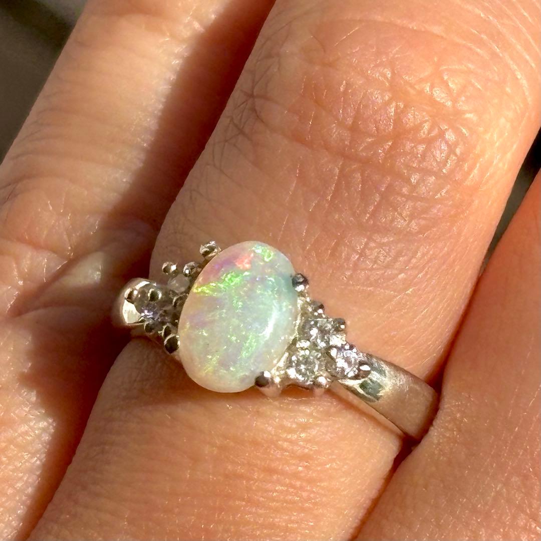 0.88ct　クーバーピディオパール シルバーリング　キュービックジルコニア付き