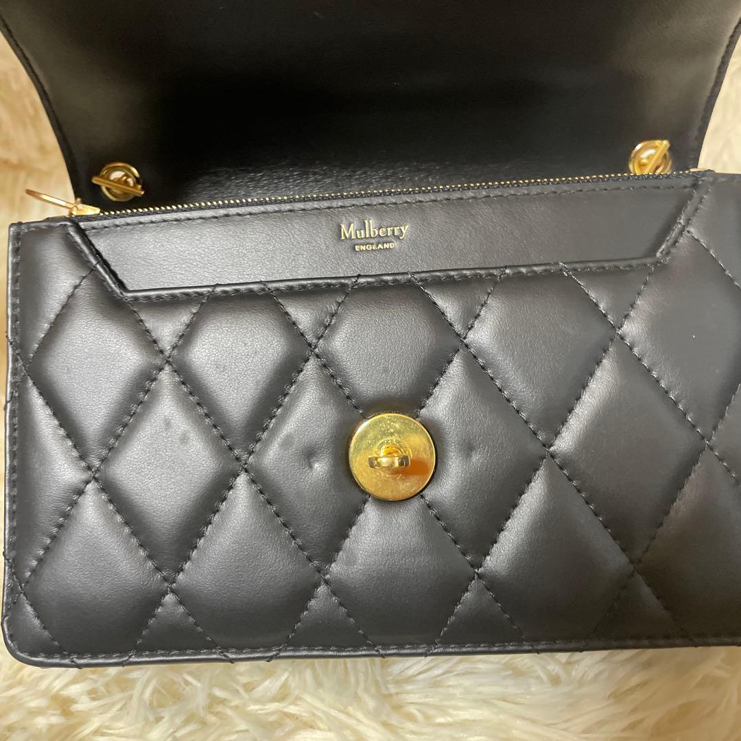 Mulberry スモールダーリー チェーン　レザー　キルティングバッグ　黒