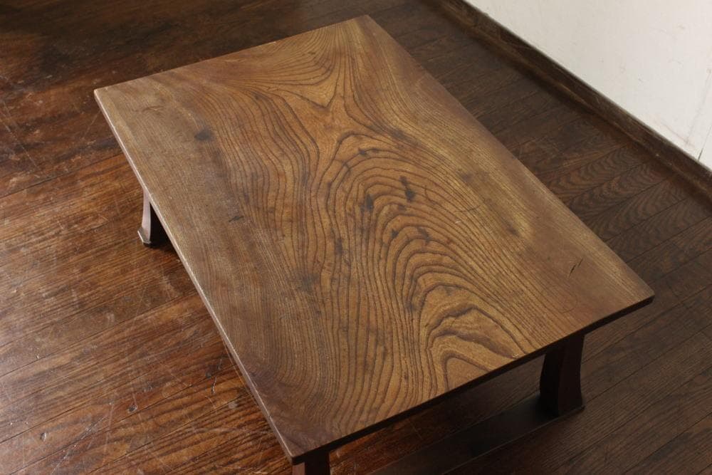 一枚板 古い欅材の木製座卓 花台文机店舗什器ちゃぶ台