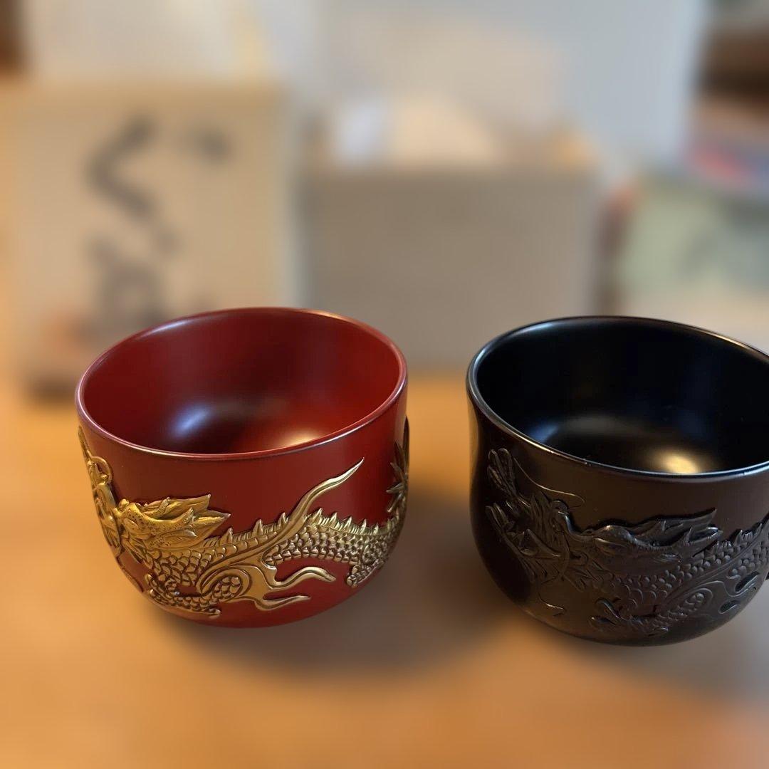 お値下げしました！角萬漆器　ぐいのみ 龍　2個セット 角萬漆器 ぐいのみ 龍 2個セット 角萬漆器 ぐいのみ 龍 2個セット