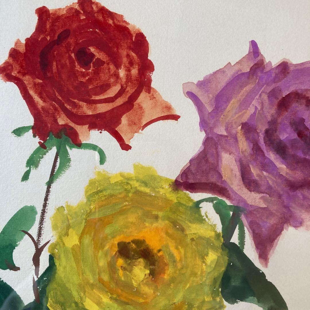 田中重利 バラ 原画 色紙