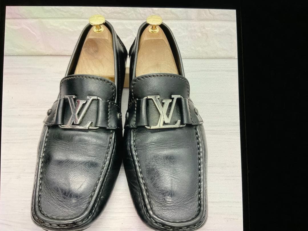ルイヴィトン モンテカルロ ドライビングシューズ ロゴ シルバー金具 26.5
