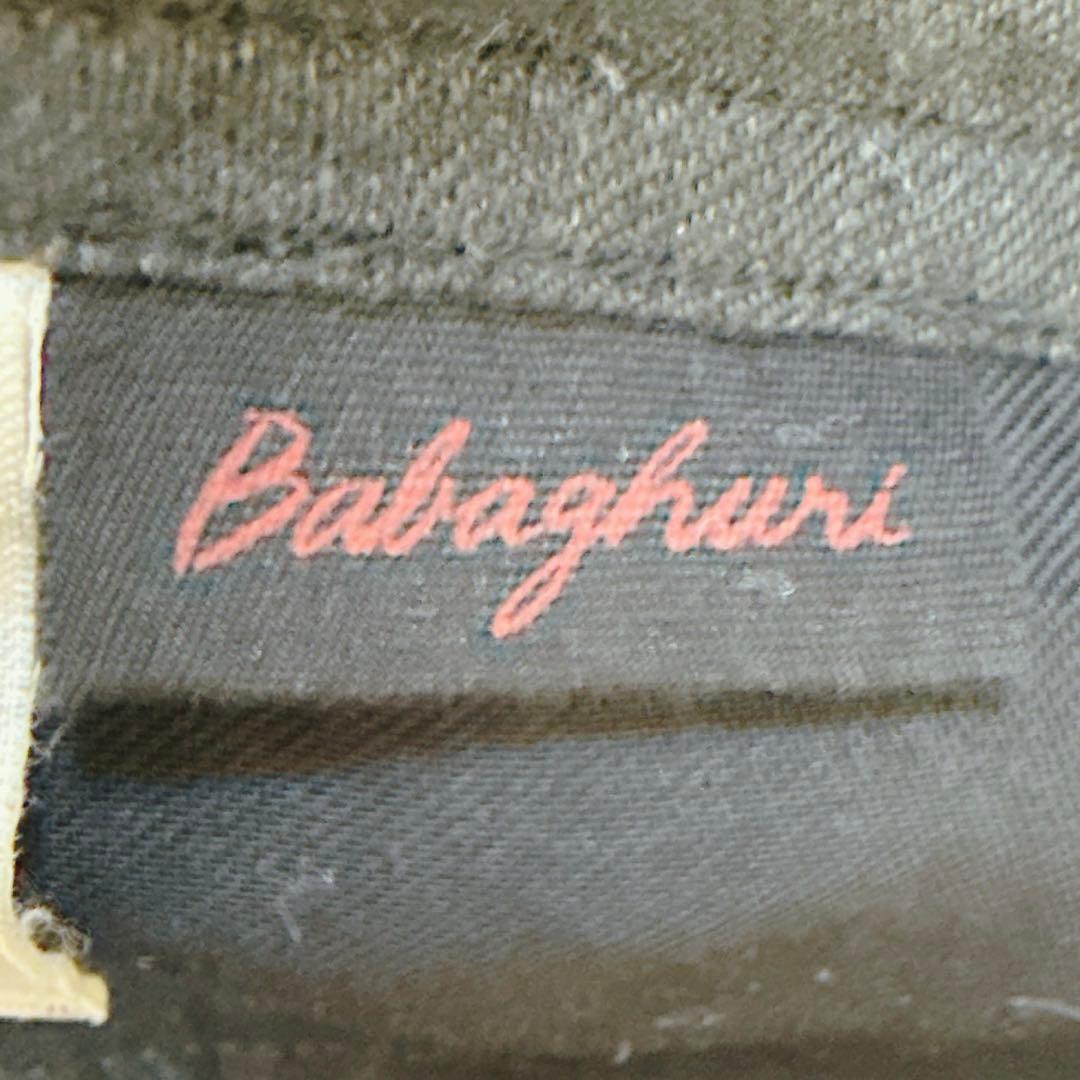 ババグーリ　リネンデニムのバルーンパンツ　花刺繍　ゆったり　ブラック　S相当