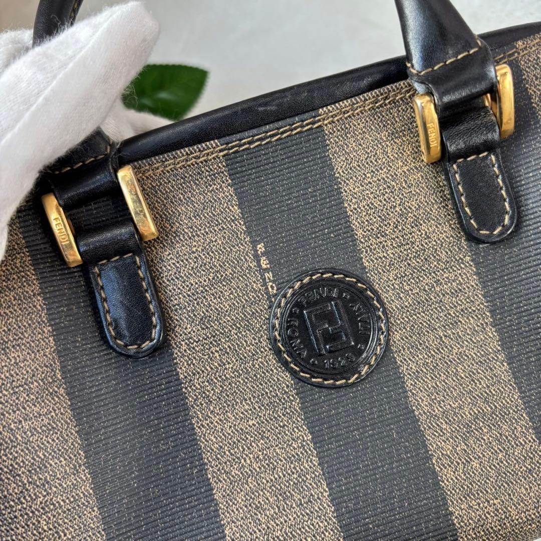 【美品】フェンディ ハンドバッグ マイクロ ミニボストン ペカン PVC レザー