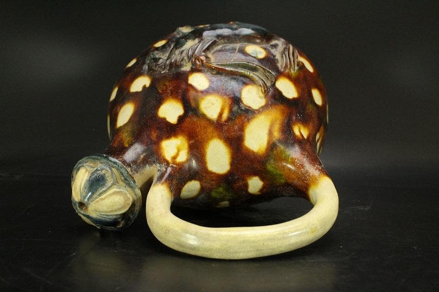 中国美術 唐三彩 貼馬紋 注瓶 壷 高29cm 希少(LC241)