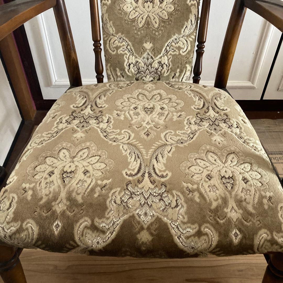 美品①】ルイ16世様式 フランス華麗チェック織物張 メダリオンアーム