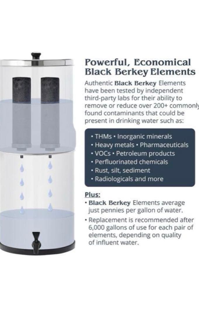 Berkey (バーキー) 大型非常用浄水器 ブラック 別売り蛇口付 災害対策